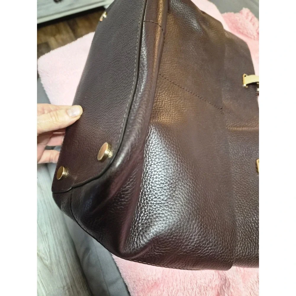 Michael Kors Bedford Pebbled Leather Tote Bag Brown with Gold‎ Hardware